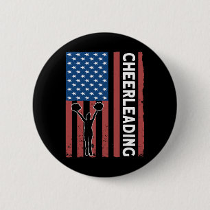 Badge Rond 5 Cm Fille de pom-pom girls Drapeau des États-Unis Chee