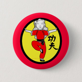 Badge Rond 5 Cm Fille de position de grue de Kung Fu