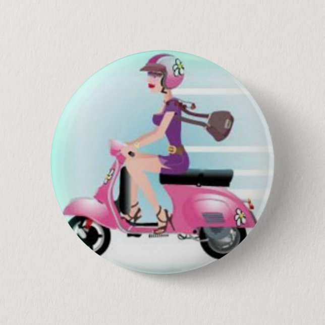 Badge Rond 5 Cm Fille de scooter (Devant)