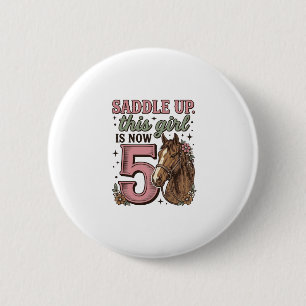 Badge Rond 5 Cm Fille de selle 5e anniversaire Cheval Chemise de C