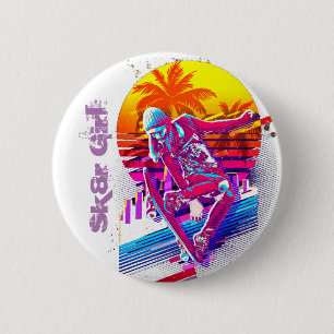 Badge Rond 5 Cm Fille de Skateboard