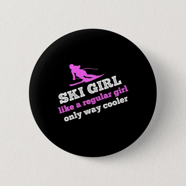 Badge Rond 5 Cm Fille de ski comme une fille normale seulement bea (Devant)