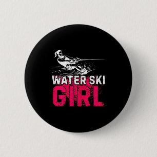 Badge Rond 5 Cm Fille de ski nautique Ski nautique Sports nautique
