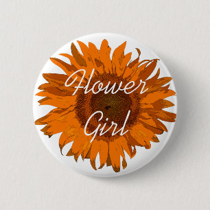 Badge Rond 5 Cm Fille de tournesol orange