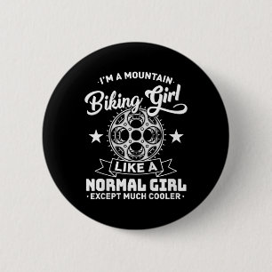 Badge Rond 5 Cm Fille de VTT en descente pour enfants - Fille de V