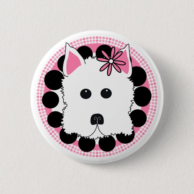 Badge Rond 5 Cm Fille de Westie (Devant)