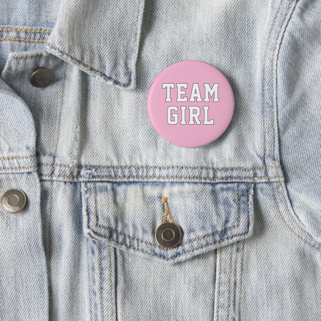 Badge Rond 5 Cm Fille d'équipe Fête de révélation du sexe de bébé  (En situation)