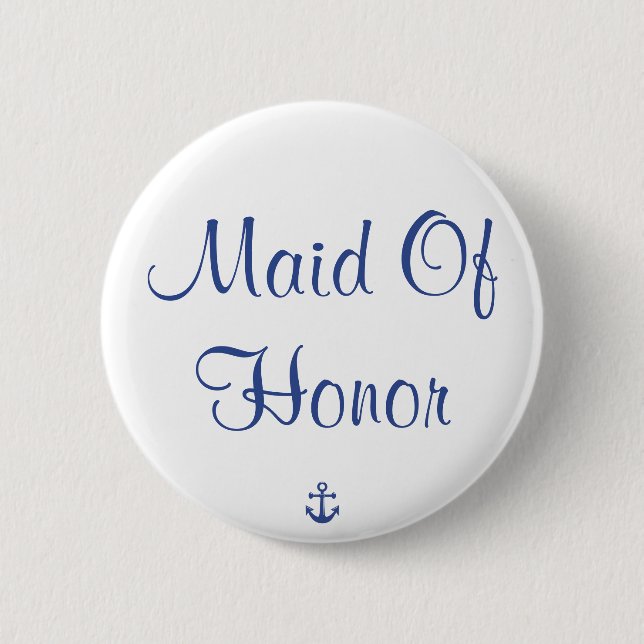Badge Rond 5 Cm Fille D'Honneur Boutons De Mariage Nautique (Devant)