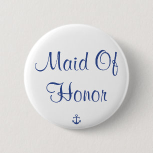 Badge Rond 5 Cm Fille D'Honneur Boutons De Mariage Nautique