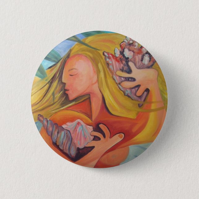 Badge Rond 5 Cm Fille d'île - bouton (Devant)