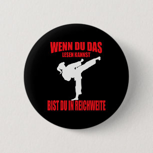 Badge Rond 5 Cm Fille drôle de karaté kickboxing taekwondo 