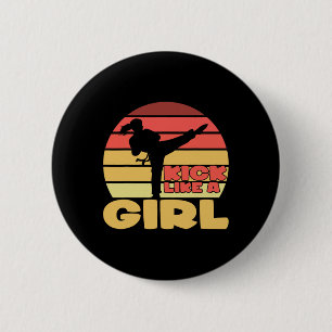 Badge Rond 5 Cm Fille drôle Kickboxing Fille Karaté Fille Art Mart