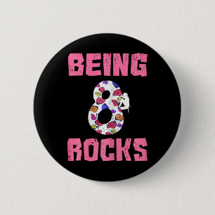Badge Rond 5 Cm Fille du jour de l'anniversaire de 8 rochers grimp