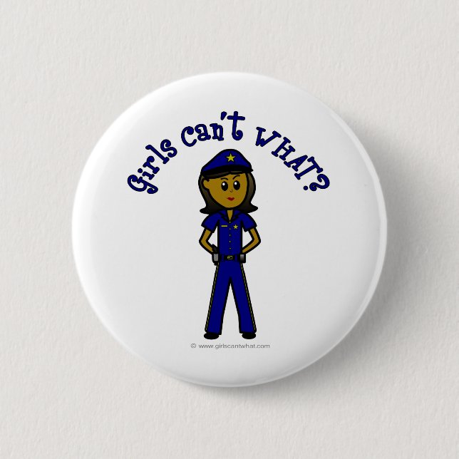 Badge Rond 5 Cm Fille du policier noir (Devant)