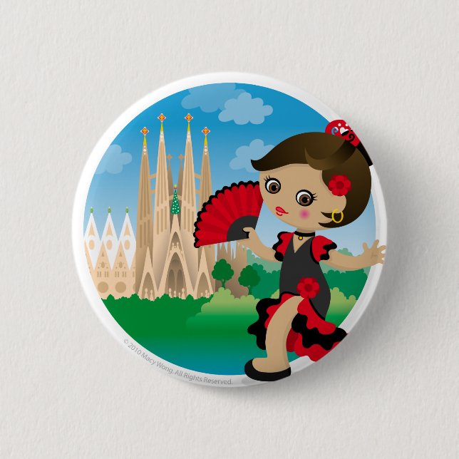 Badge Rond 5 Cm Fille espagnole (Devant)
