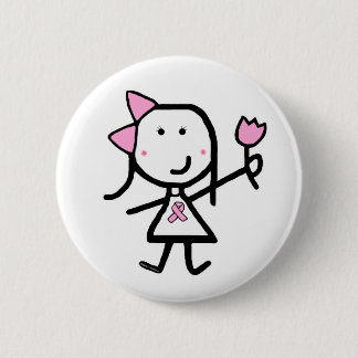 Badge Rond 5 Cm Fille et ruban rose