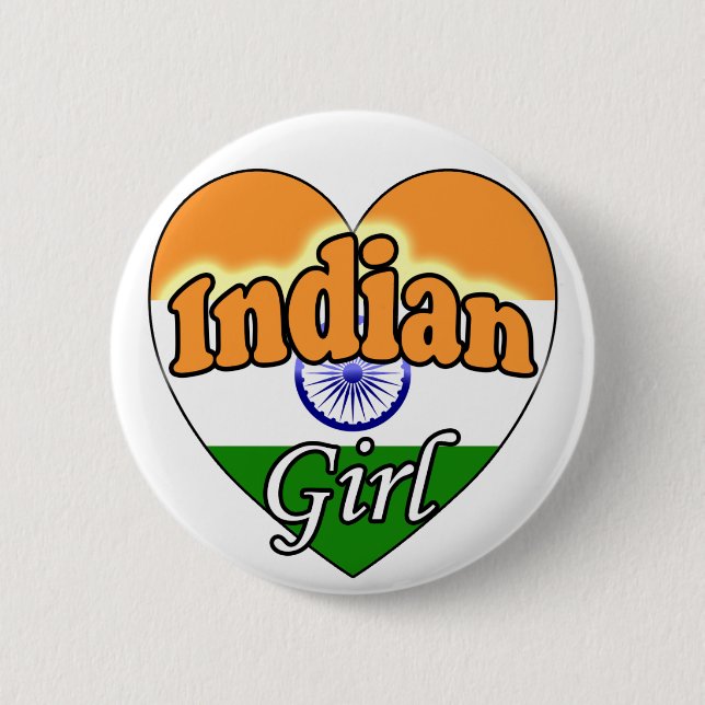 Badge Rond 5 Cm Fille indienne (Devant)
