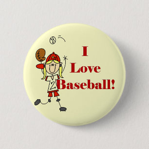 Badge Rond 5 Cm Fille J'aime Les T-shirts Et Cadeaux De Baseball
