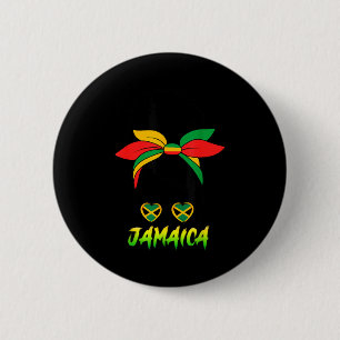 Badge Rond 5 Cm Fille jamaïcaine Drapeau Jamaïque Fierté Femme noi