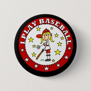 Badge Rond 5 Cm Fille Je Joue au Baseball T shirts et Cadeaux