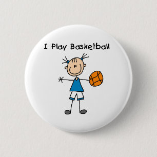 Badge Rond 5 Cm Fille je joue au basket-ball