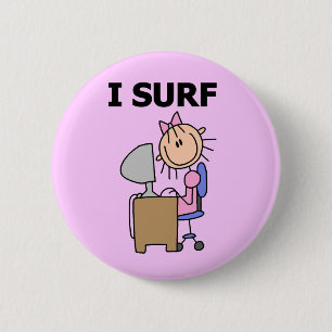 Badge Rond 5 Cm Fille je surfe sur le Web Tshirts et Cadeaux