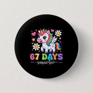 Badge Rond 5 Cm Fille Licorne Plus Intelligente 67 Jours Enseignan