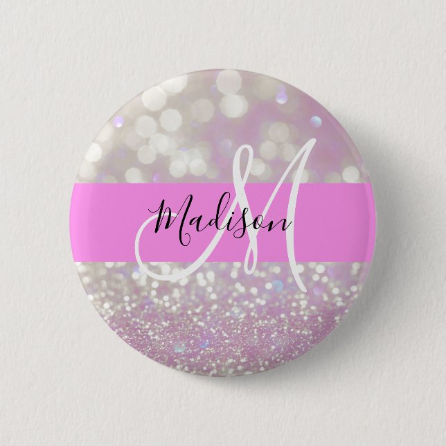 Badge Rond 5 Cm Fille Lilac Shimmer Parties scintillant Étincelles (Devant)