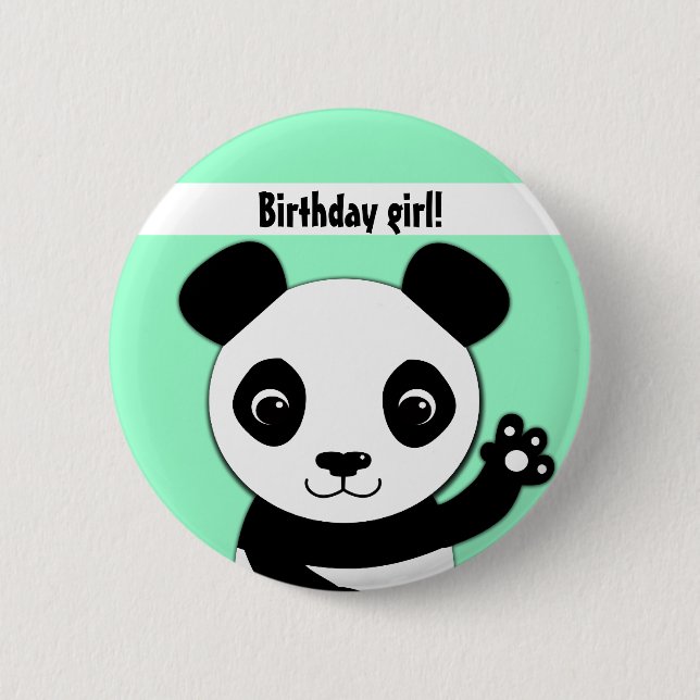Badge Rond 5 Cm Fille mignonne simple d'anniversaire de panda (Devant)