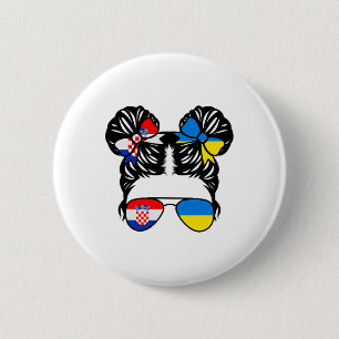 Badge Rond 5 Cm Fille moitié croate moitié ukrainienne Croatie Enf