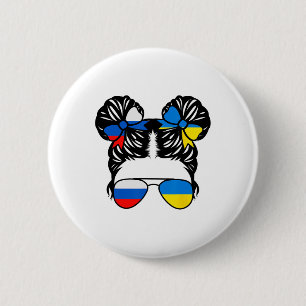 Badge Rond 5 Cm Fille moitié russe moitié ukrainienne Russie Enfan