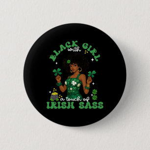 Badge Rond 5 Cm Fille noire avec S irlandais Saint-Patrick irlanda