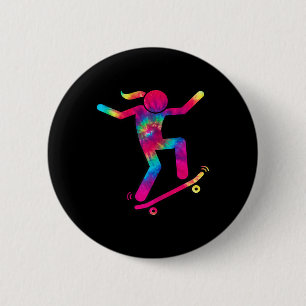 Badge Rond 5 Cm Fille Patineuse Drôle J'adore Faire Du Skateboard