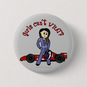 Badge Rond 5 Cm Fille pilote de voiture de course légère