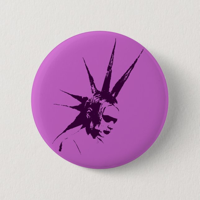 Badge Rond 5 Cm Fille pourpre de punk de Mohawk (Devant)
