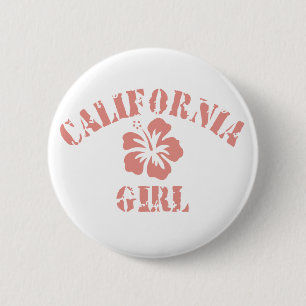 Badge Rond 5 Cm Fille rose de Californie