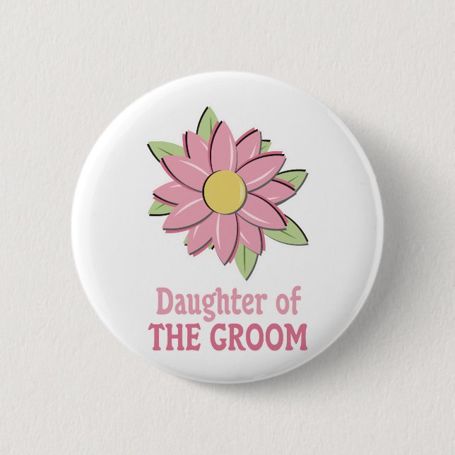 Badge Rond 5 Cm Fille rose de marié de fleur (Devant)