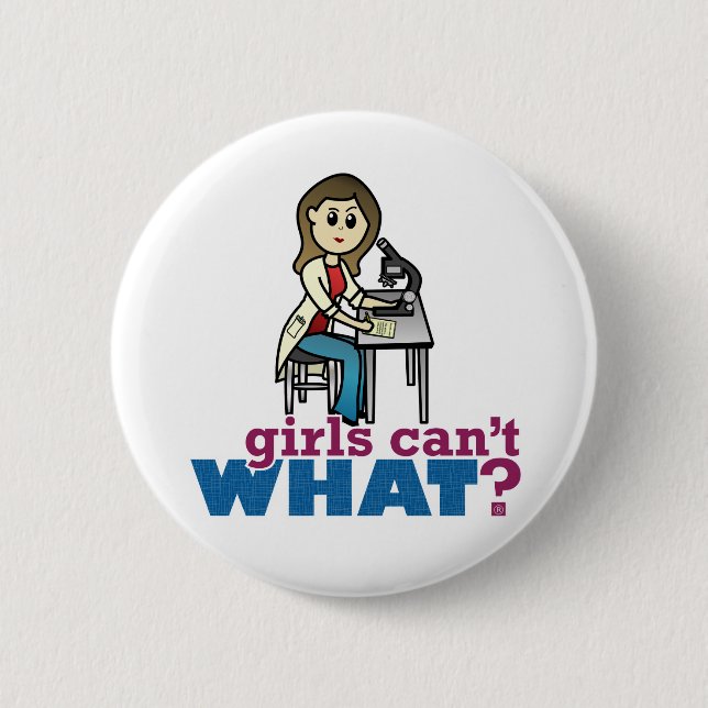 Badge Rond 5 Cm Fille scientifique (Devant)