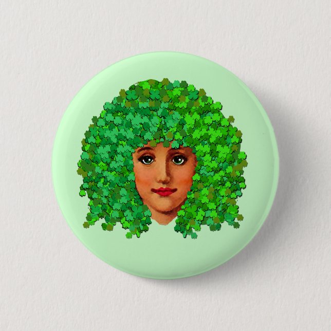 Badge Rond 5 Cm Fille shamrock (Devant)