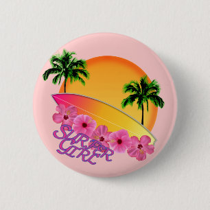 Badge Rond 5 Cm Fille surfeuse