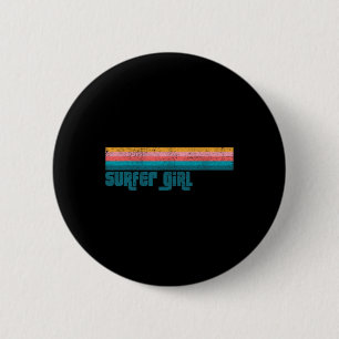 Badge Rond 5 Cm Fille surfeuse vintage plage été rétro surf femme