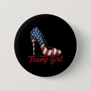 Badge Rond 5 Cm Fille talon haut Stilettos drapeau américain Trump