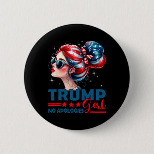 Badge Rond 5 Cm Fille Trump Sans Excuses Bun Décoiffé Lunettes De