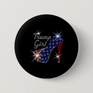 Badge Rond 5 Cm Fille Trump Talon Haut Drapeau Américain Vote Dona