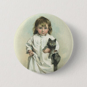 Badge Rond 5 Cm Fille victorienne vintage en chemise de nuit avec 