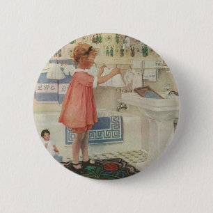 Badge Rond 5 Cm Fille vintage, Lave-linge Linge
