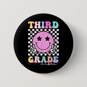 Badge Rond 5 Cm Filles 3e année Vibes Sourire visage Retour à l'éc