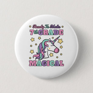 Badge Rond 5 Cm Filles 7e année retour à l'école licorne magique G