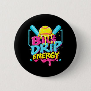 Badge Rond 5 Cm Filles à énergie de grande goutte de Softll Crème