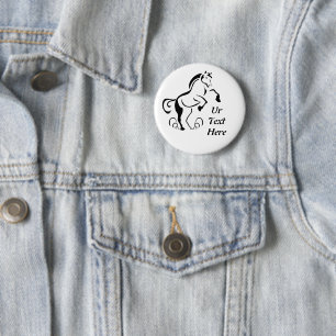 Badge Rond 5 Cm Filles à mâchoires Black Pony Stoming